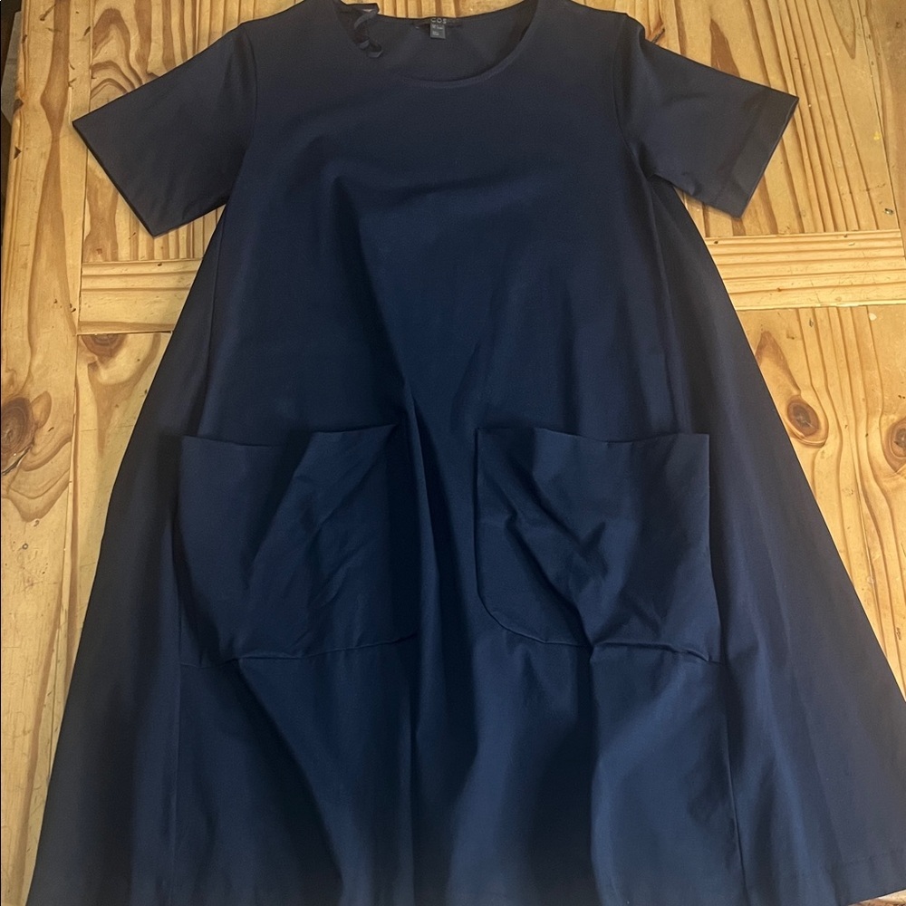 COS Jersey A-line Mini Dress Relax Fit Blue Marine - Picture 4 of 9